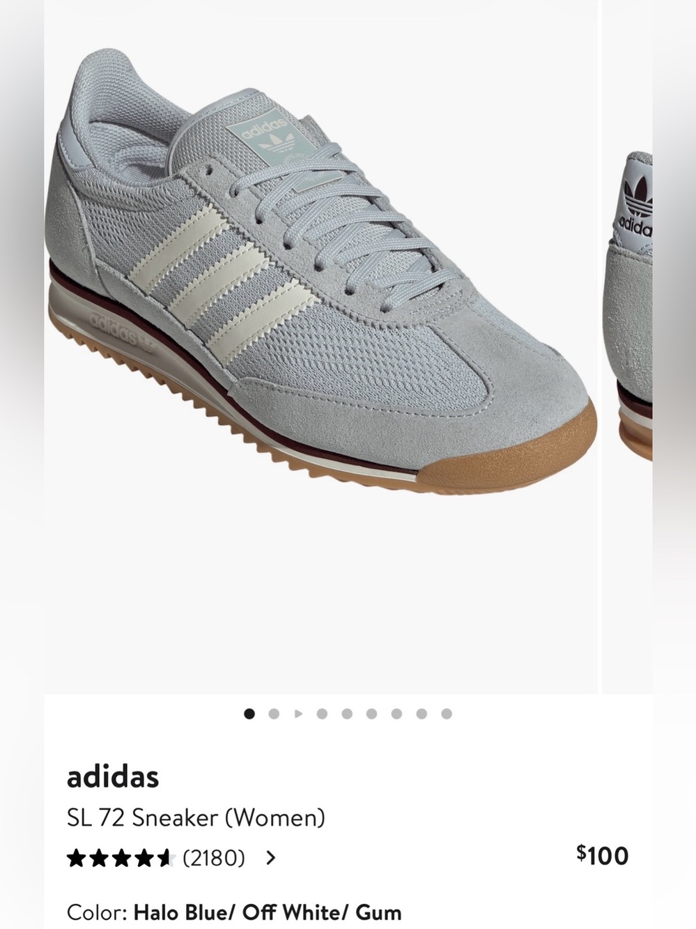 adidas SL 72 OG Women Sneakers Halo Blue & White size 8.5